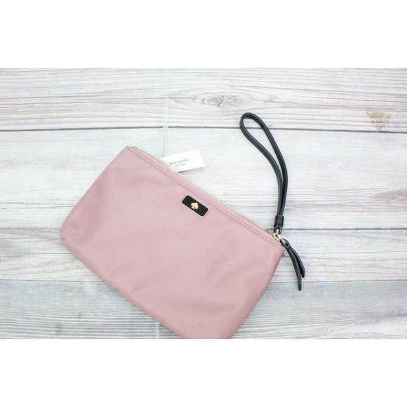 Kate Spade Pink Nylon Leather Handle Double Zip Purse Wristlet - Picture 8 of 9